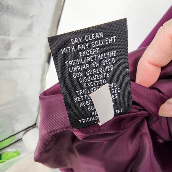 VTG  Kasper Plum Purple Button Front Collarless Blazer Jacket 14 Old Money - Picture 8 of 8